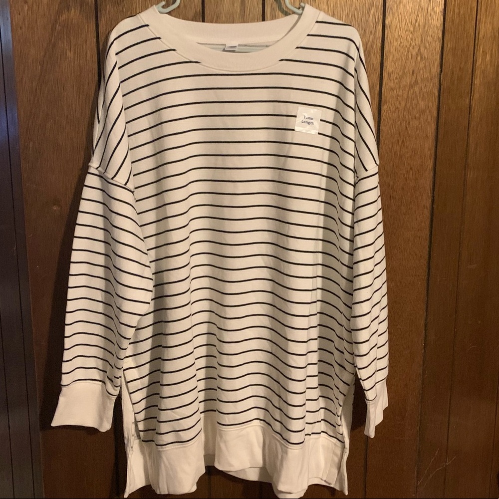Old Navy Striped Tunic Length Sweatshirt